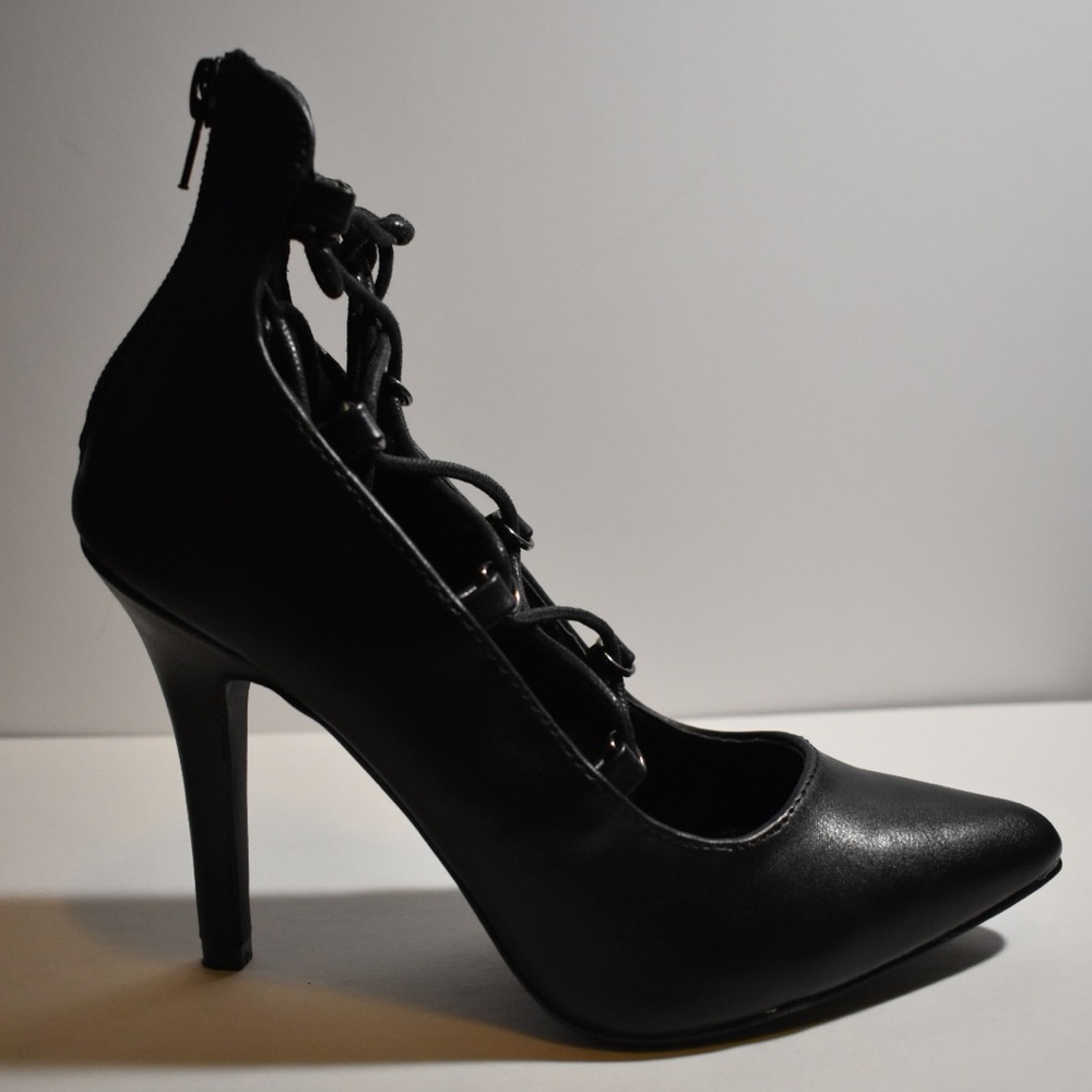 Black lace up heels